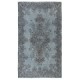 Decorative Vintage Turkish Wool Area Rug Overdyed in Blue. Handmade Contemporary Living Room Rug