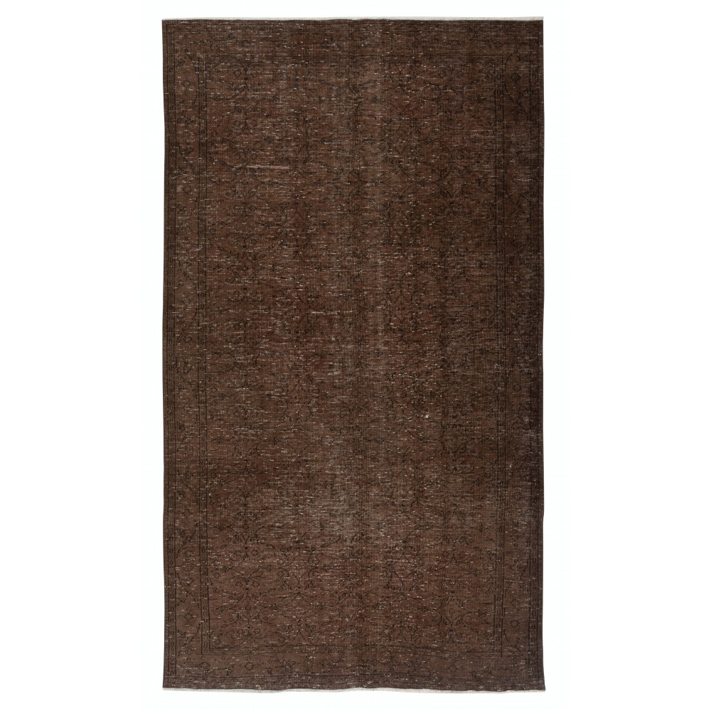 Modern Brown Turkish Rug for Bedroom. Vintage Handmade Wool Area Rug for Living Room Modern Brown Turkish Rug for Bedroom. Vintage Handmade Wool Area Rug for Living Room