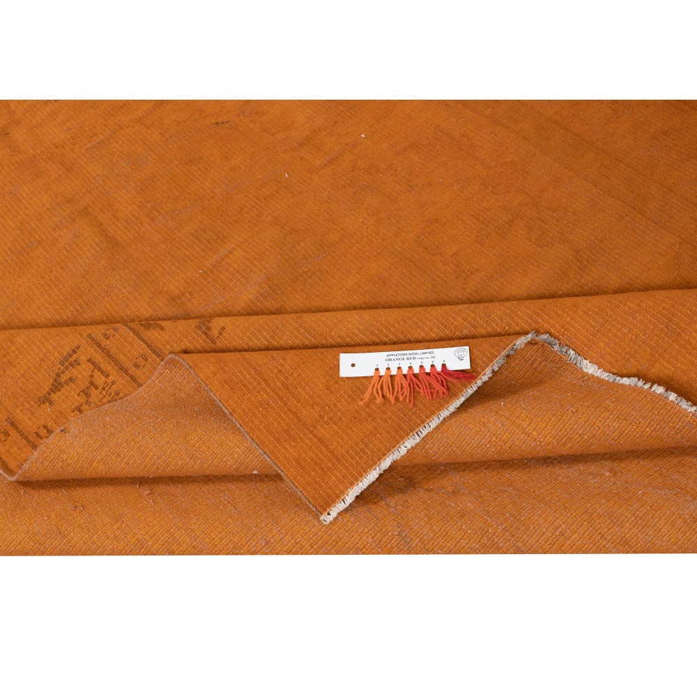 Contemporary Handmade Turkish Wool Area Rug. Vintage Orange Redyed Carpet for Living Room Contemporary Handmade Turkish Wool Area Rug. Vintage Orange Redyed Carpet for Living Room