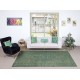 Vintage Handmade Turkish Wool Area Rug Redyed in Green for Modern Interiors Vintage Handmade Turkish Wool Area Rug Redyed in Green for Modern Interiors