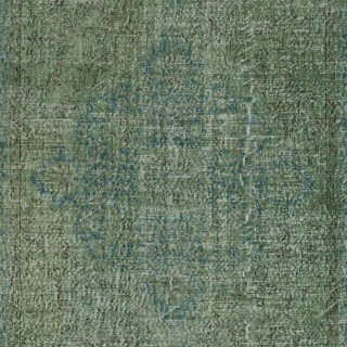 Vintage Handmade Turkish Wool Area Rug Redyed in Green for Modern Interiors