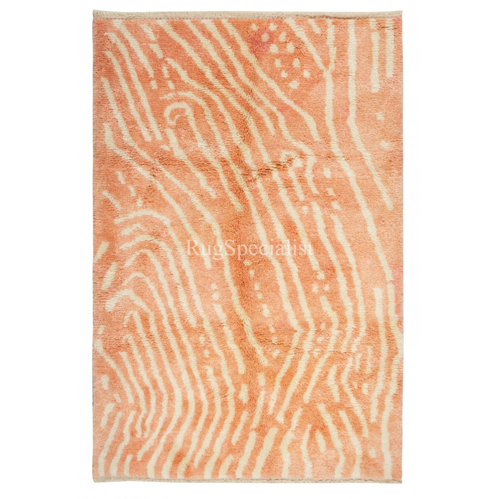 Moroccan Design Tulu Rug in Shades of Pink. All Organic Wool. Handknotted Carpet for Modern Home Decor. Custom Options Available