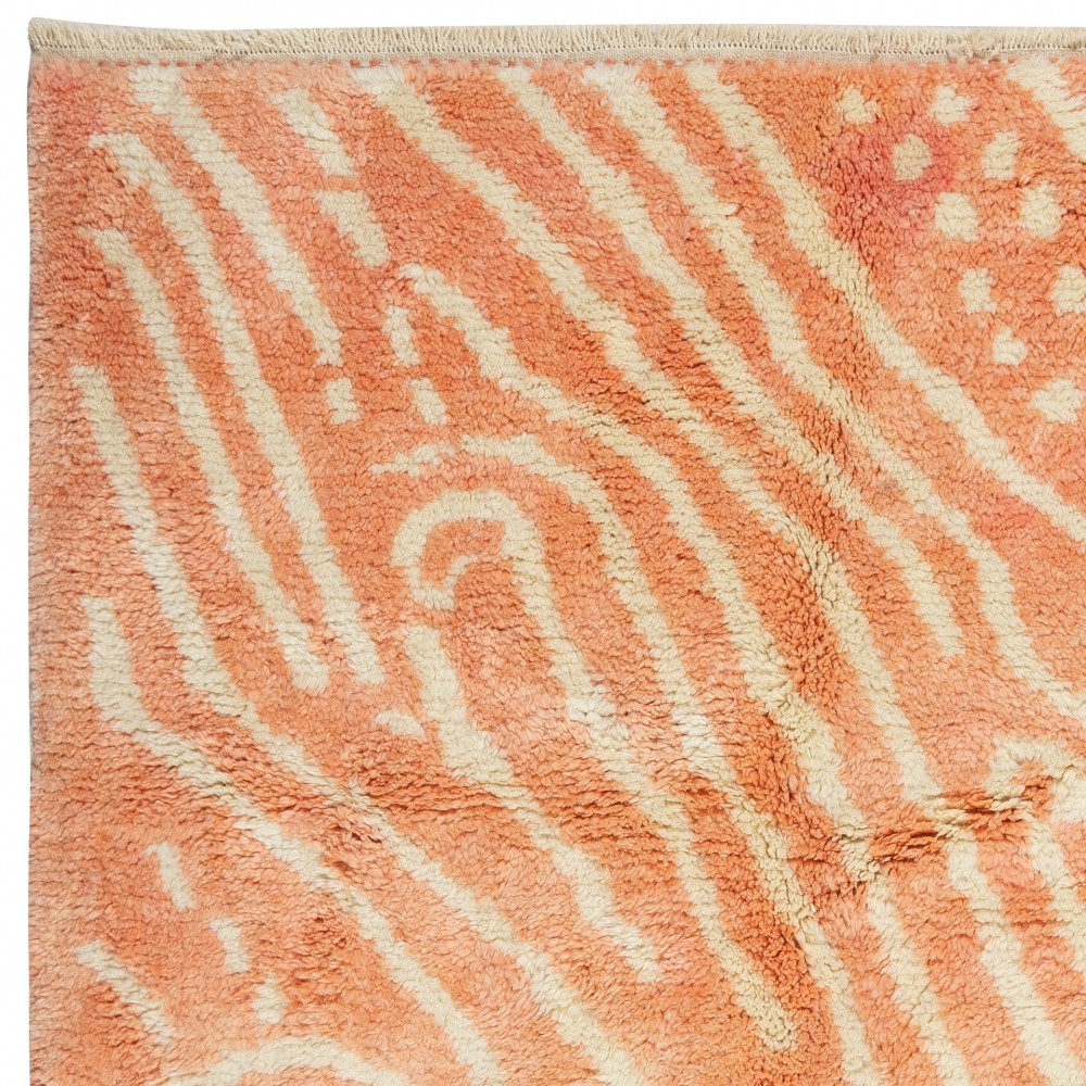 Moroccan Design Tulu Rug in Shades of Pink. All Organic Wool. Handknotted Carpet for Modern Home Decor. Custom Options Available