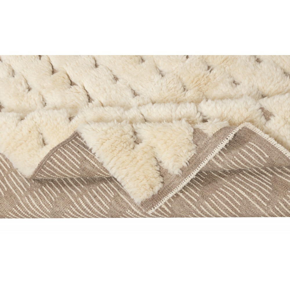 Handmade Tulu Rug Made of Natural Un-Dyed Beige Wool. Modern Hand Knotted Carpet