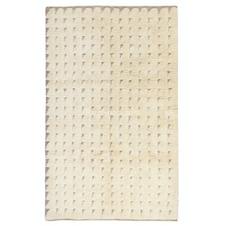 Handmade Tulu Rug Made of Natural Un-Dyed Beige Wool. Modern Hand Knotted Carpet