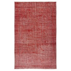 Handmade Turkish Wool Area Rug. Vintage Overdyed Red Rug for Modern Home