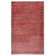 Handmade Turkish Wool Area Rug. Vintage Overdyed Red Rug for Modern Home Handmade Turkish Wool Area Rug. Vintage Overdyed Red Rug for Modern Home