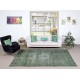 Green Overdyed Vintage Turkish Area Rug. Hand-Woven and Hand-Knotted Wool Carpet for Modern Interiors Green Overdyed Vintage Turkish Area Rug. Hand-Woven and Hand-Knotted Wool Carpet for Modern Interiors