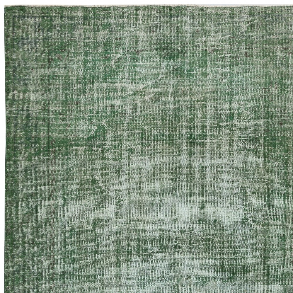 Green Overdyed Vintage Turkish Area Rug. Hand-Woven and Hand-Knotted Wool Carpet for Modern Interiors Green Overdyed Vintage Turkish Area Rug. Hand-Woven and Hand-Knotted Wool Carpet for Modern Interiors