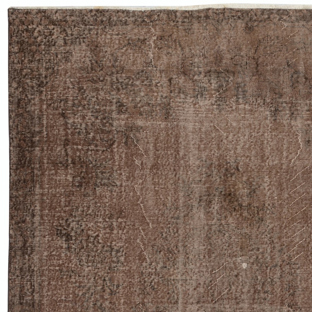 Modern Handmade Turkish Wool Area Rug. Vintage Brown Redyed Carpet for Living Room Modern Handmade Turkish Wool Area Rug. Vintage Brown Redyed Carpet for Living Room