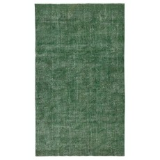 Overdyed Green Wool Rug. Handmade Turkish Vintage Area Rug for Living Room