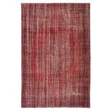 Hand-knotted Vintage Turkish Wool Area Rug Overdyed in Red for Modern Interiors