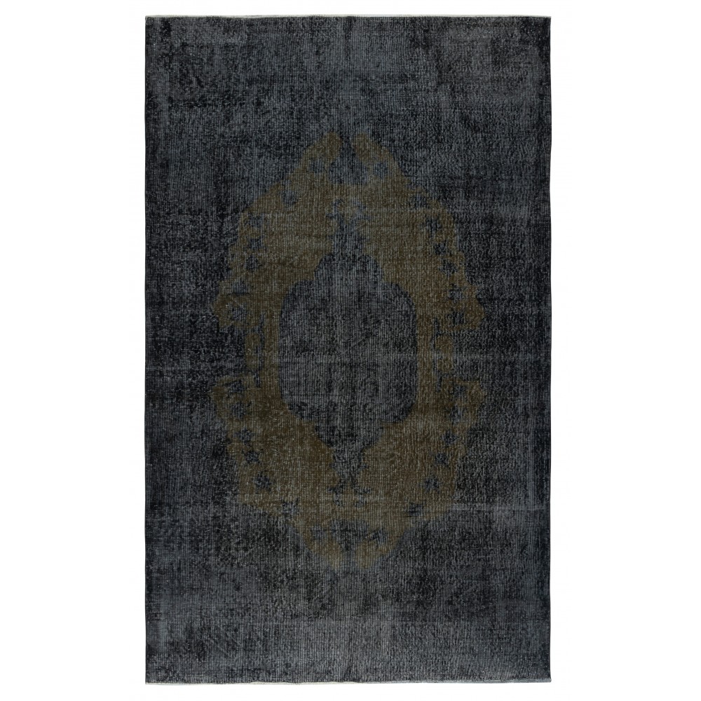 Black Vintage Wool Area Rug. Modern Hand-knotted Carpet Black Vintage Wool Area Rug. Modern Hand-knotted Carpet