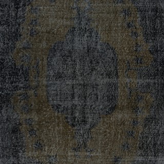 Black Vintage Wool Area Rug. Modern Hand-knotted Carpet