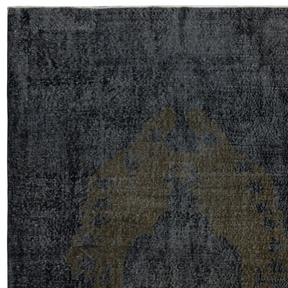 Black Vintage Wool Area Rug. Modern Hand-knotted Carpet Black Vintage Wool Area Rug. Modern Hand-knotted Carpet