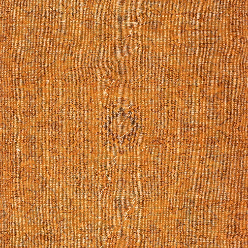 Contemporary Handmade Turkish Wool Area Rug. Vintage Orange Redyed Carpet for Living Room Contemporary Handmade Turkish Wool Area Rug. Vintage Orange Redyed Carpet for Living Room