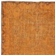 Contemporary Handmade Turkish Wool Area Rug. Vintage Orange Redyed Carpet for Living Room Contemporary Handmade Turkish Wool Area Rug. Vintage Orange Redyed Carpet for Living Room