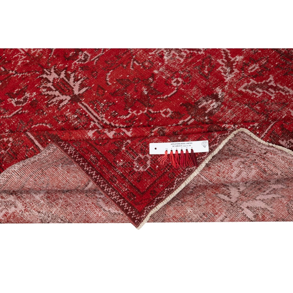 Hand-knotted Vintage Turkish Wool Area Rug Overdyed in Red for Modern Interiors Hand-knotted Vintage Turkish Wool Area Rug Overdyed in Red for Modern Interiors