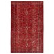 Hand-knotted Vintage Turkish Wool Area Rug Overdyed in Red for Modern Interiors Hand-knotted Vintage Turkish Wool Area Rug Overdyed in Red for Modern Interiors