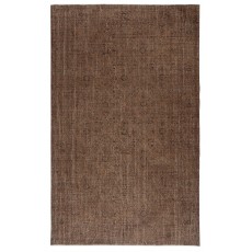 Brown Overdyed Handmade Wool Rug. Vintage Turkish Area Rug for Living Room