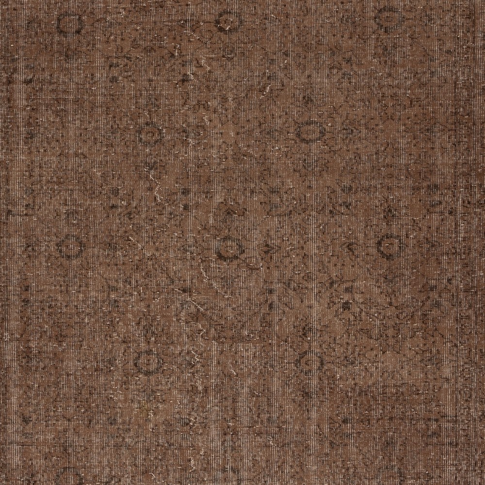 Brown Overdyed Handmade Wool Rug. Vintage Turkish Area Rug for Living Room