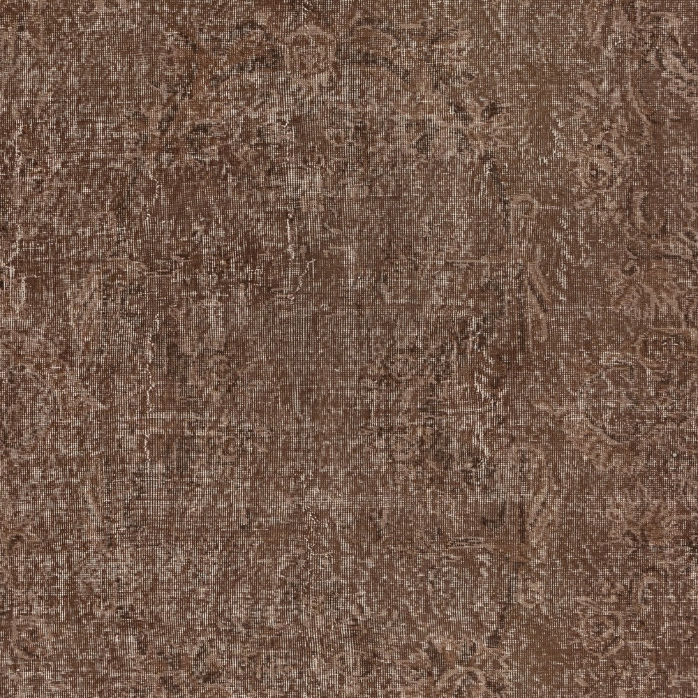 Vintage Handmade Turkish Wool Area Rug Redyed in Brown for Modern Interiors