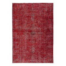 Overdyed Red Wool Rug. Handmade Turkish Vintage Area Rug for Modern Living Room