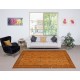 Vintage Handmade Turkish Wool Area Rug Overdyed in Orange for Contemporary Interiors