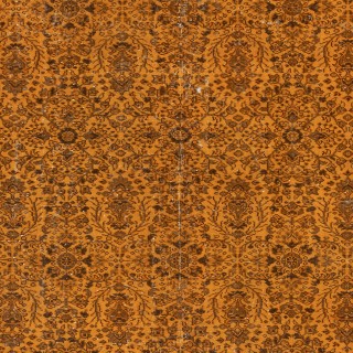Vintage Handmade Turkish Wool Area Rug Overdyed in Orange for Contemporary Interiors
