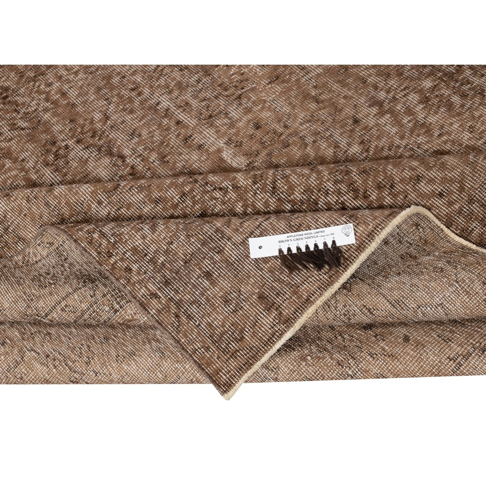 Vintage Brown Wool Area Rug. Handmade Turkish Rug for Contemporary Spaces