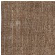 Vintage Brown Wool Area Rug. Handmade Turkish Rug for Contemporary Spaces
