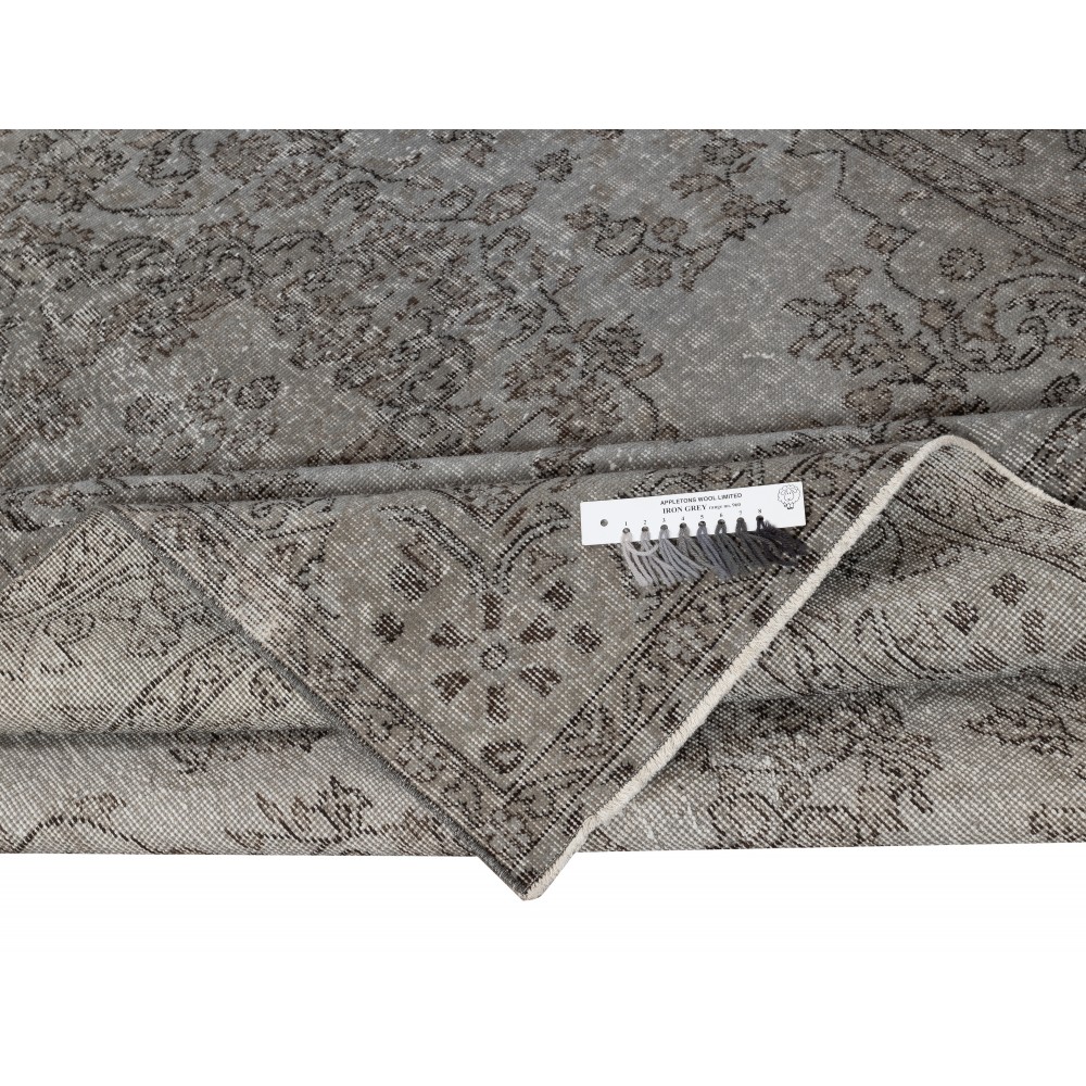 Gray Overdyed Vintage Turkish Wool Rug. Hand-Woven and Hand-Knotted Area Carpet for Modern Home Gray Overdyed Vintage Turkish Wool Rug. Hand-Woven and Hand-Knotted Area Carpet for Modern Home