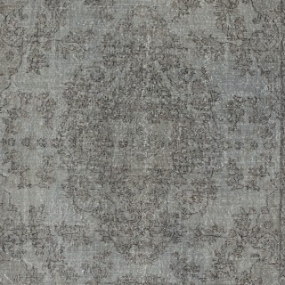 Gray Overdyed Vintage Turkish Wool Rug. Hand-Woven and Hand-Knotted Area Carpet for Modern Home
