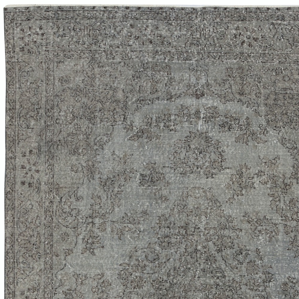 Gray Overdyed Vintage Turkish Wool Rug. Hand-Woven and Hand-Knotted Area Carpet for Modern Home Gray Overdyed Vintage Turkish Wool Rug. Hand-Woven and Hand-Knotted Area Carpet for Modern Home