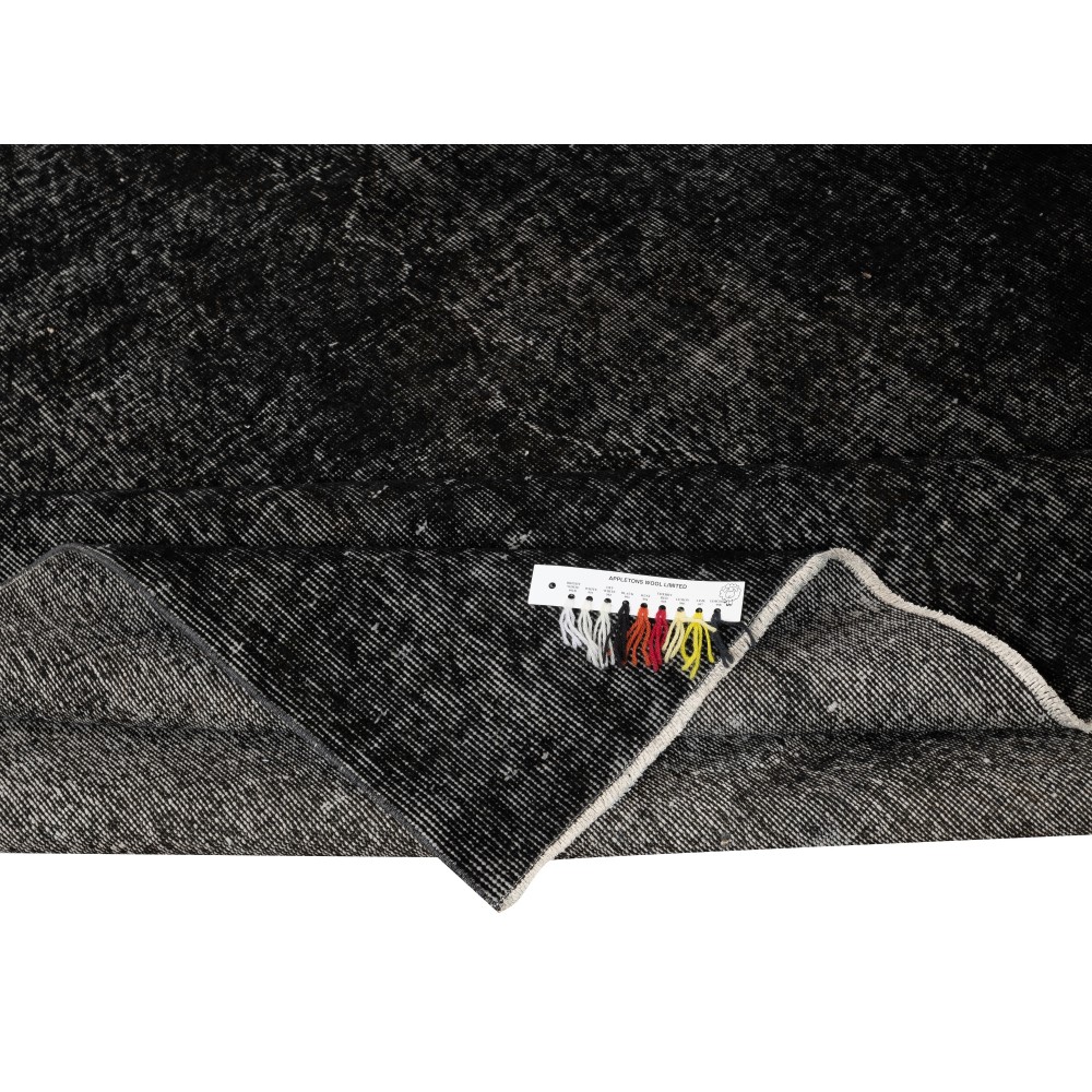 Vintage Handmade Turkish Wool Area Rug Redyed in Black for Modern Interiors Vintage Handmade Turkish Wool Area Rug Redyed in Black for Modern Interiors