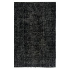 Vintage Handmade Turkish Wool Area Rug Redyed in Black for Modern Interiors
