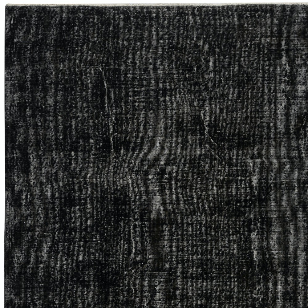 Vintage Handmade Turkish Wool Area Rug Redyed in Black for Modern Interiors Vintage Handmade Turkish Wool Area Rug Redyed in Black for Modern Interiors