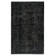 Vintage Handmade Turkish Wool Area Rug Redyed in Black for Modern Interiors Vintage Handmade Turkish Wool Area Rug Redyed in Black for Modern Interiors