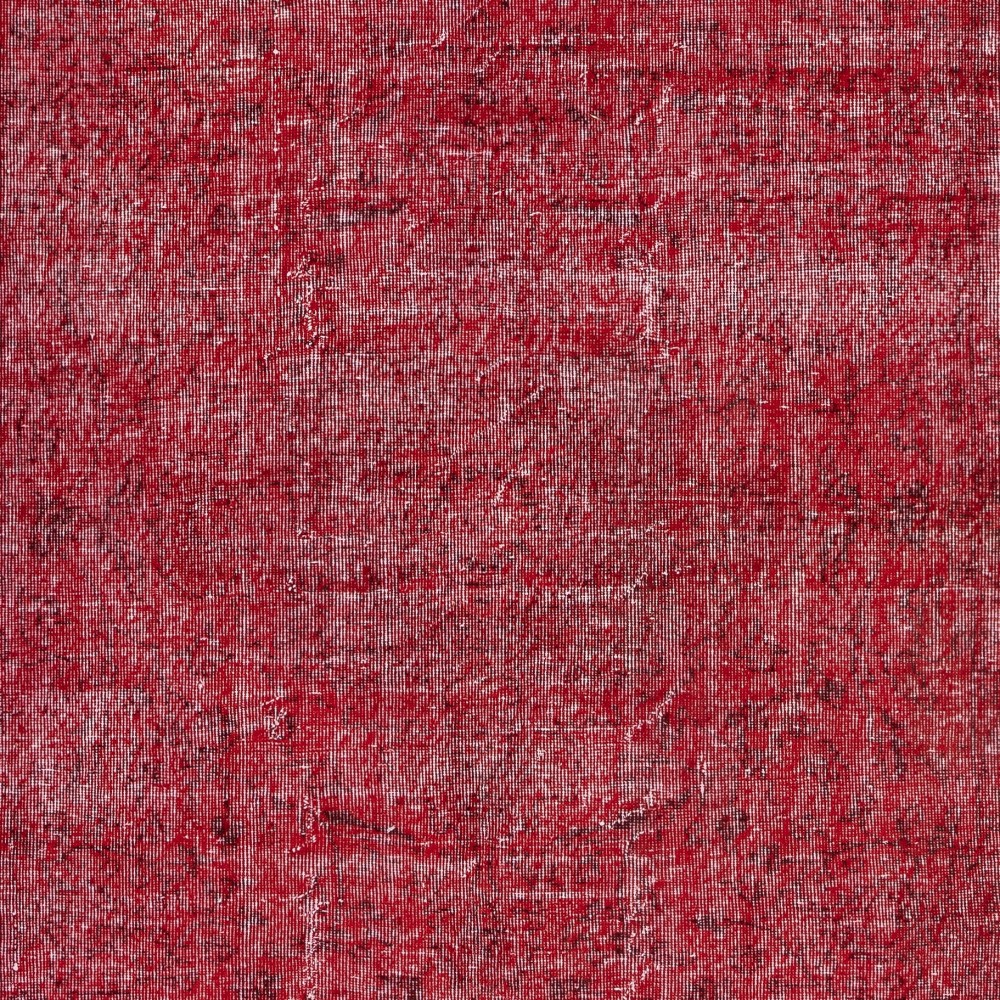 Handmade Turkish Wool Area Rug. Vintage Overdyed Red Rug for Modern Home Handmade Turkish Wool Area Rug. Vintage Overdyed Red Rug for Modern Home
