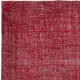 Handmade Turkish Wool Area Rug. Vintage Overdyed Red Rug for Modern Home Handmade Turkish Wool Area Rug. Vintage Overdyed Red Rug for Modern Home