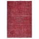 Handmade Turkish Wool Area Rug. Vintage Overdyed Red Rug for Modern Home Handmade Turkish Wool Area Rug. Vintage Overdyed Red Rug for Modern Home