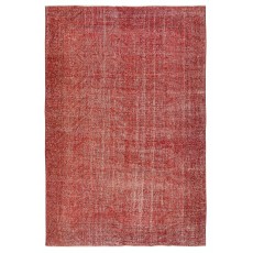 Hand-Knotted Turkish Wool Rug. Vintage Overdyed Red Area Rug for Interiors