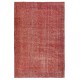 Hand-Knotted Turkish Wool Rug. Vintage Overdyed Red Area Rug for Interiors Hand-Knotted Turkish Wool Rug. Vintage Overdyed Red Area Rug for Interiors
