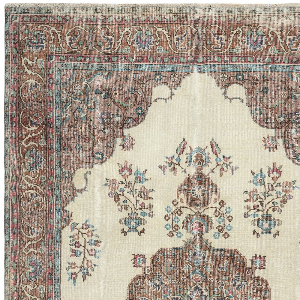 Rustic Vintage Wool Rug. Handknotted Turkish Carpet for Farmhouse and Cottage Decor Rustic Vintage Wool Rug. Handknotted Turkish Carpet for Farmhouse and Cottage Decor