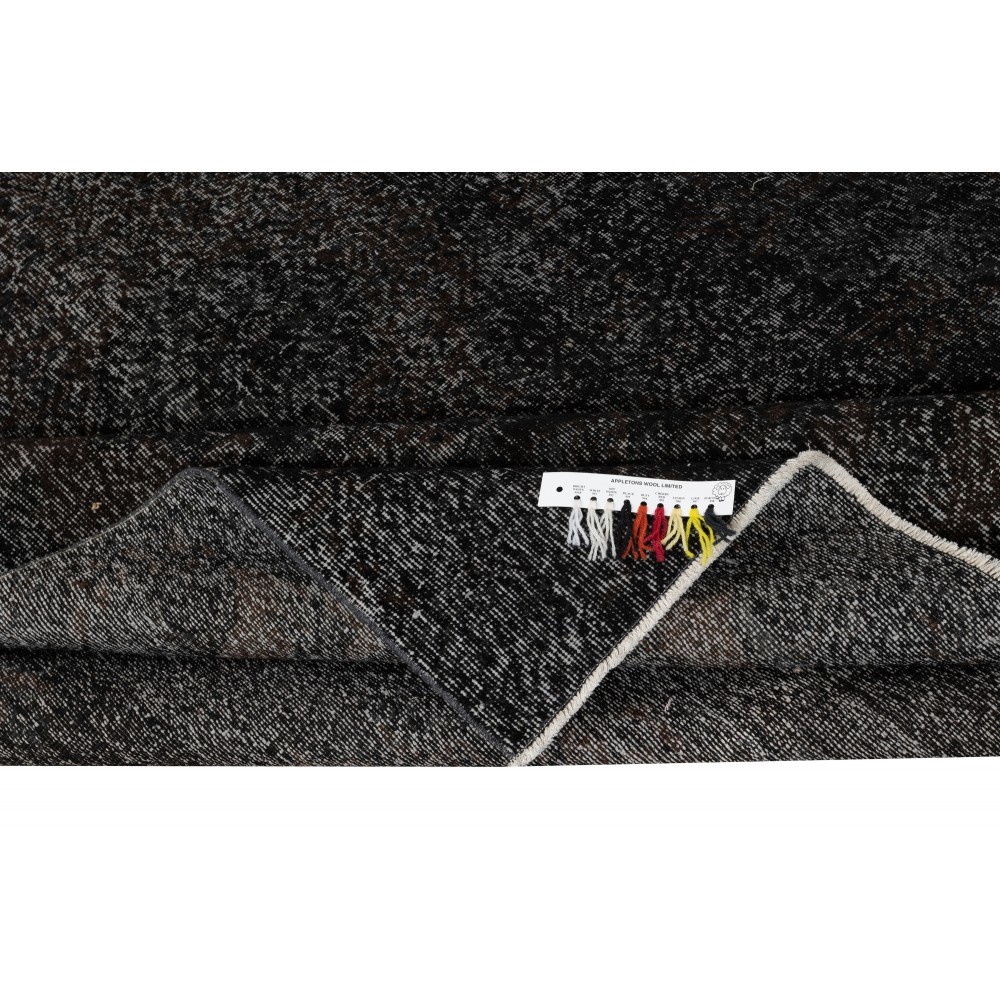Plain Black Overdyed Area Rug, Handknotted and Handwoven in Turkey