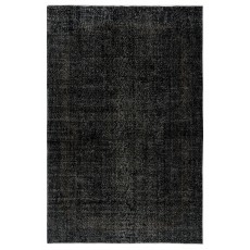 Plain Black Overdyed Area Rug, Handknotted and Handwoven in Turkey