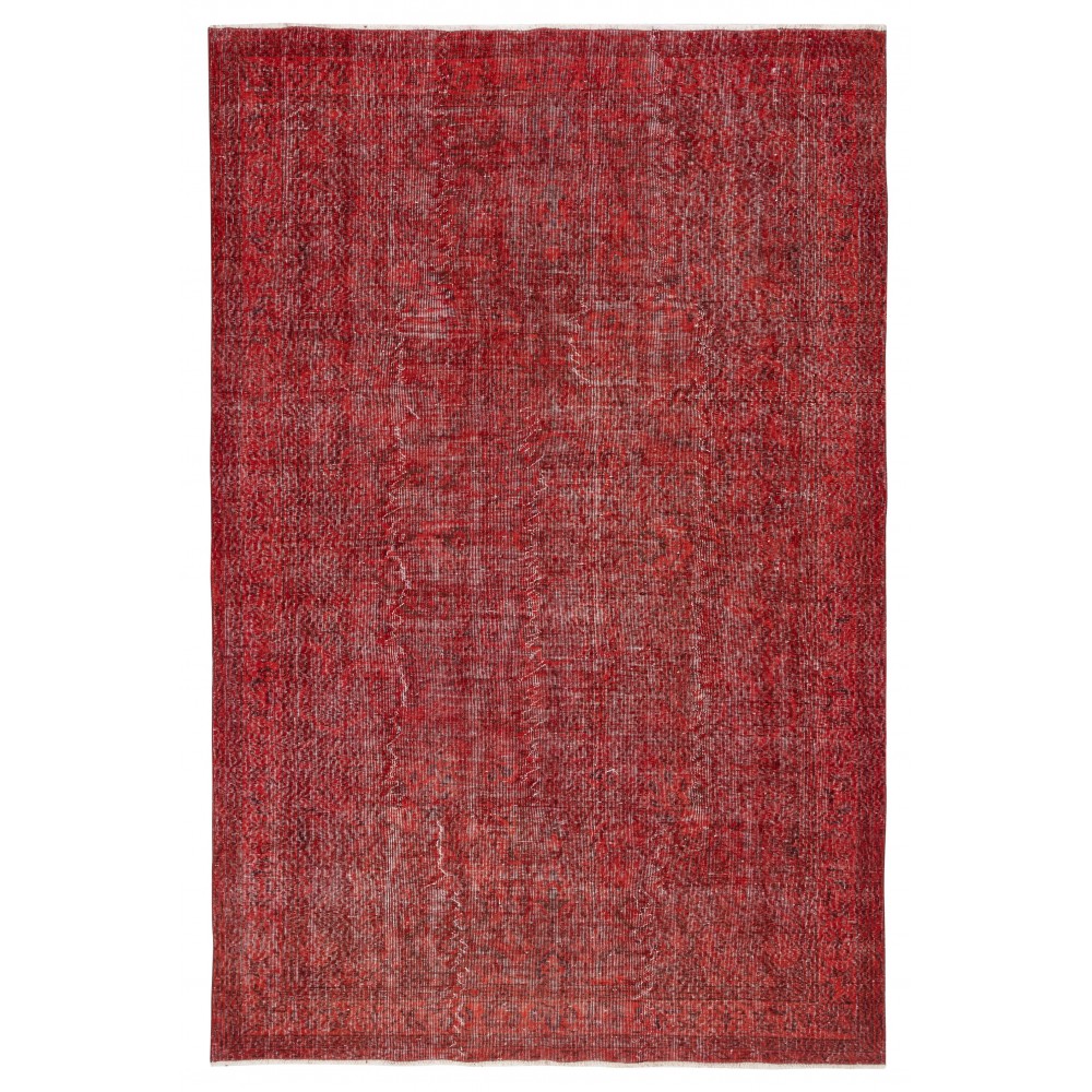 Overdyed Red Turkish Rug. Handmade Vintage Wool Area Rug for Living Room Overdyed Red Turkish Rug. Handmade Vintage Wool Area Rug for Living Room