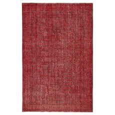 Overdyed Red Turkish Rug. Handmade Vintage Wool Area Rug for Living Room