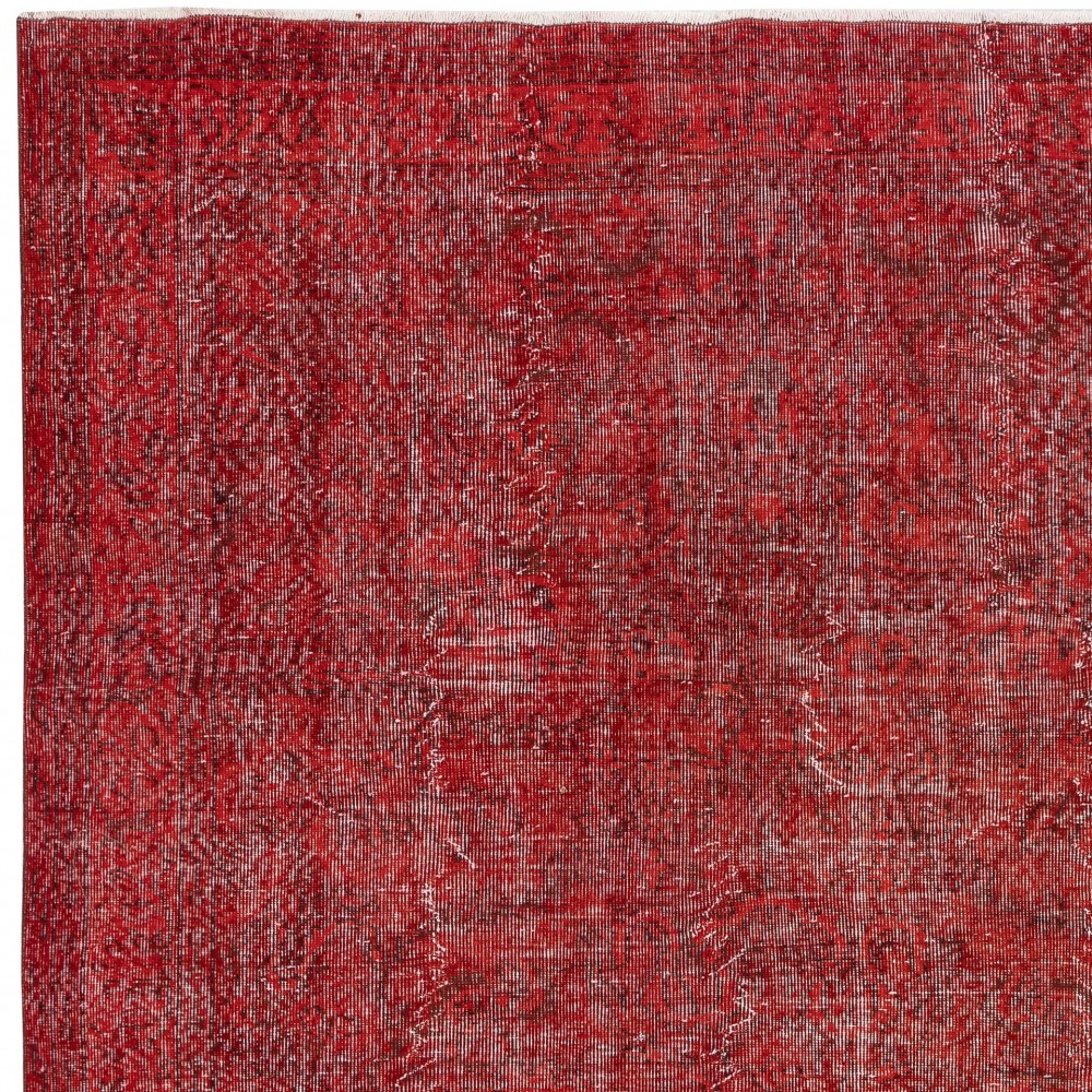 Overdyed Red Turkish Rug. Handmade Vintage Wool Area Rug for Living Room Overdyed Red Turkish Rug. Handmade Vintage Wool Area Rug for Living Room