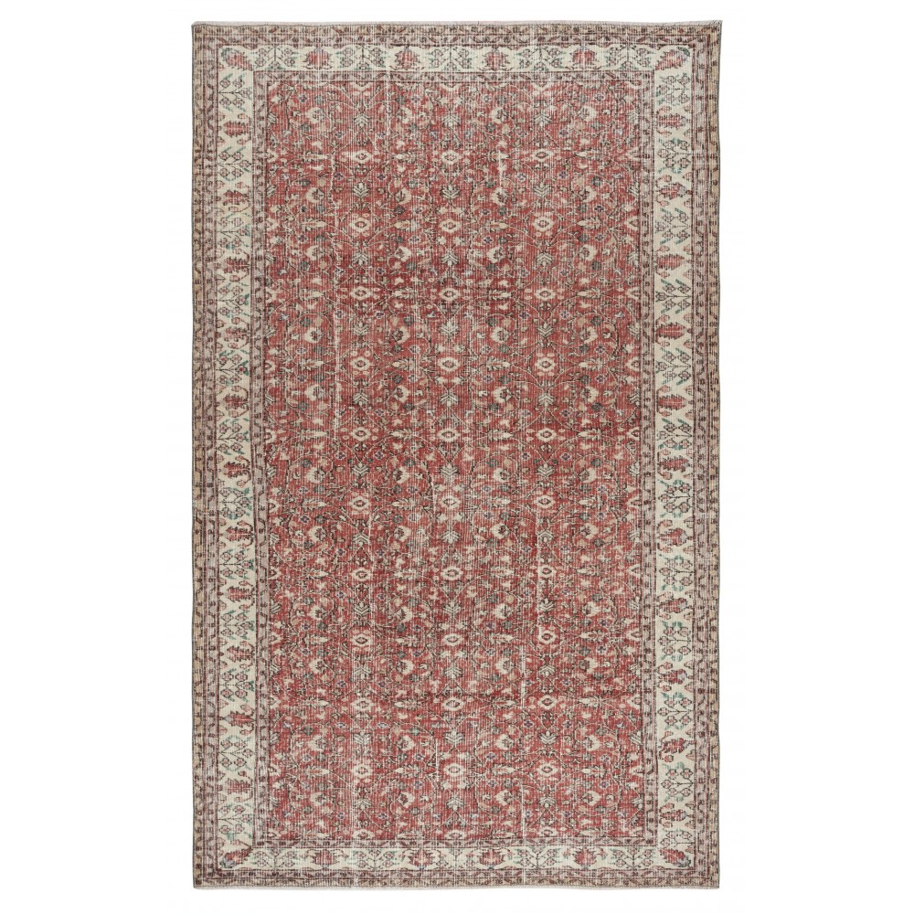 Vintage Handmade Turkish Red Wool Area Rug with Floral Design for Home and Office Decor Vintage Handmade Turkish Red Wool Area Rug with Floral Design for Home and Office Decor